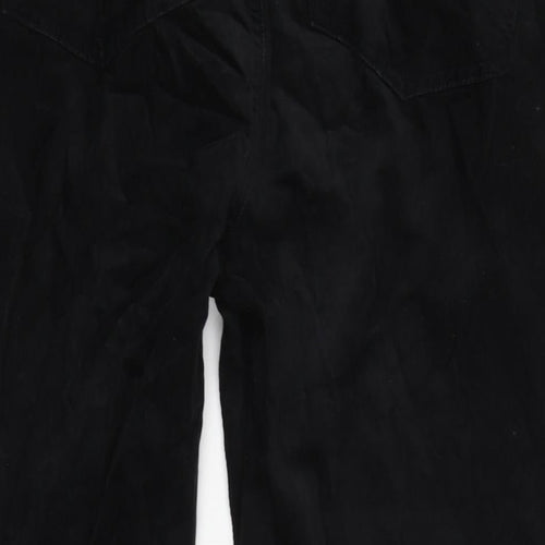 Marks and Spencer Womens Black Cotton Trousers Size 18 L24.5 in Regular Zip