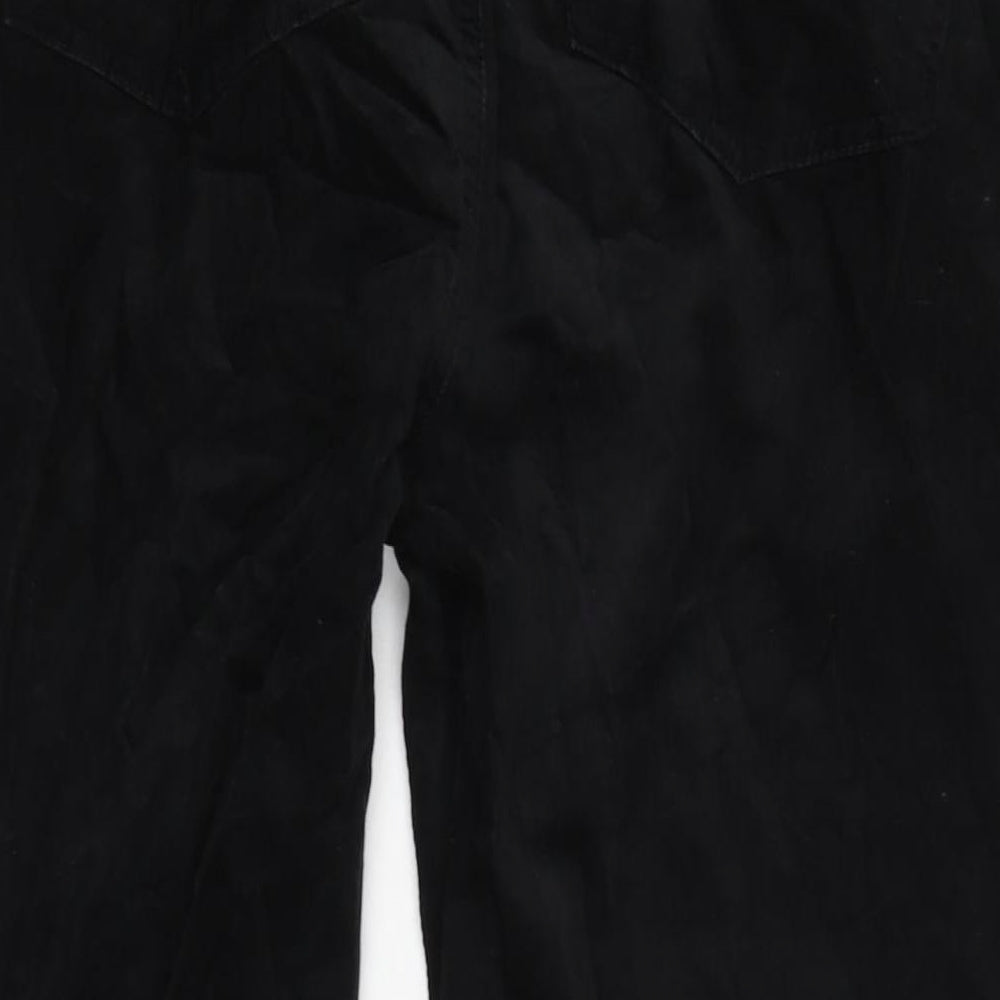 Marks and Spencer Womens Black Cotton Trousers Size 18 L24.5 in Regular Zip