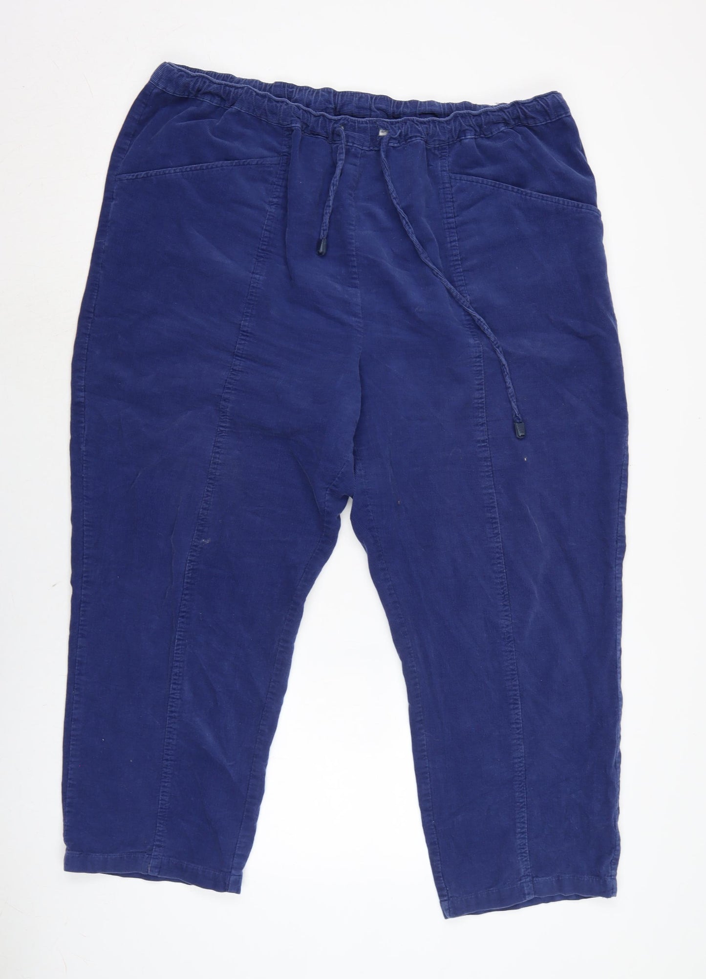 EWM Womens Blue Cotton Trousers Size 22 L24 in Regular Tie