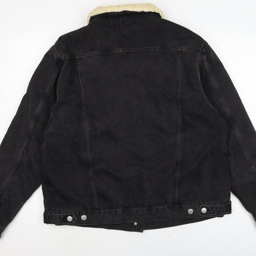 Topshop Womens Black Biker Jacket Size 16 Button