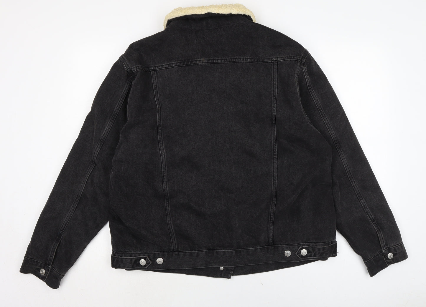 Topshop Womens Black Biker Jacket Size 16 Button