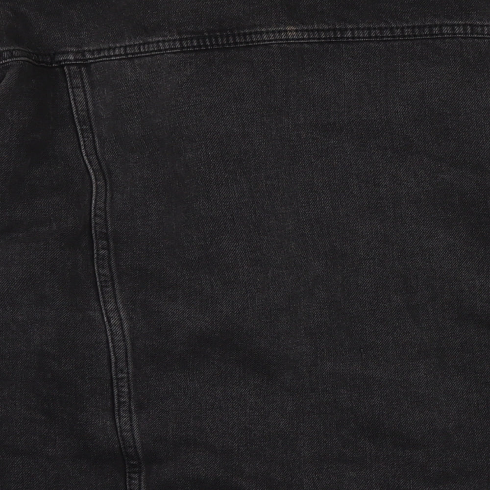 Topshop Womens Black Biker Jacket Size 16 Button