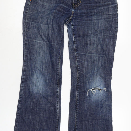 Gap Womens Blue Cotton Blend Cropped Jeans Size 30 in L28 in Regular Zip - Distressed