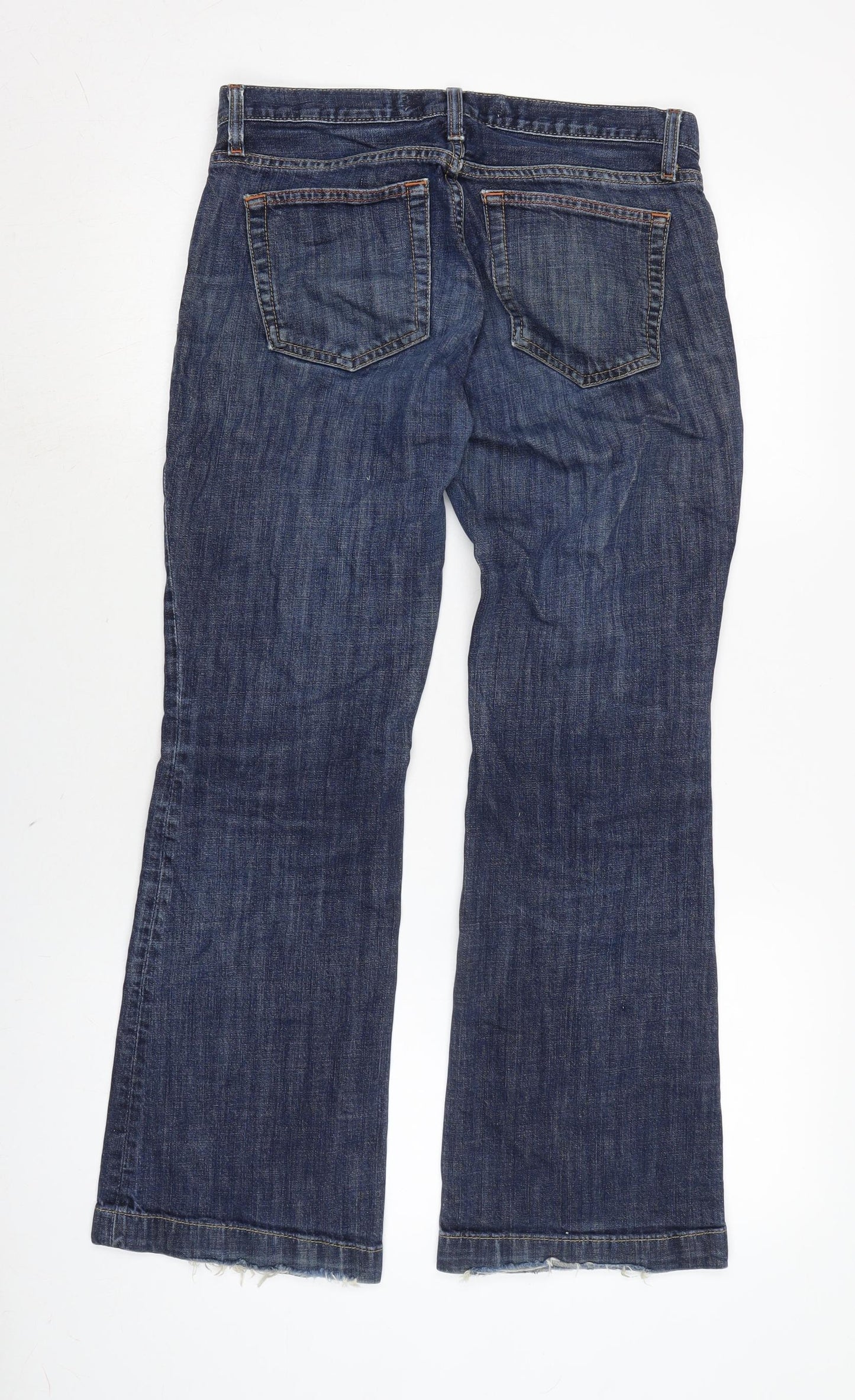 Gap Womens Blue Cotton Blend Cropped Jeans Size 30 in L28 in Regular Zip - Distressed