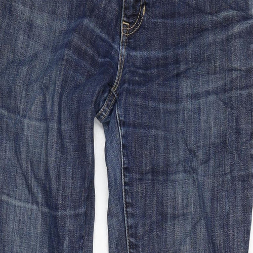 Gap Womens Blue Cotton Blend Cropped Jeans Size 30 in L28 in Regular Zip - Distressed