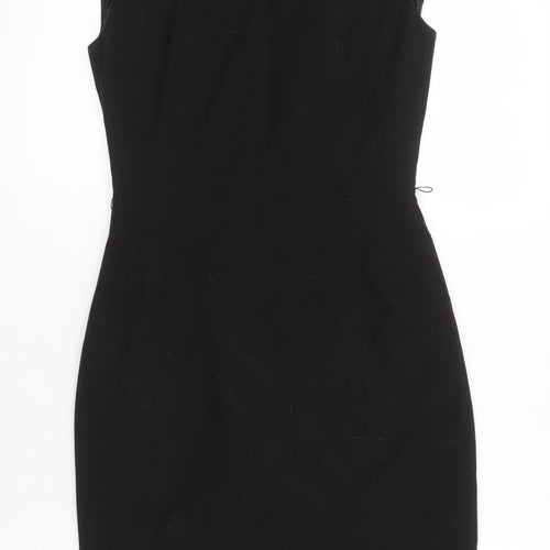 Oasis Womens Black Polyester Pencil Dress Size 8 Round Neck Zip