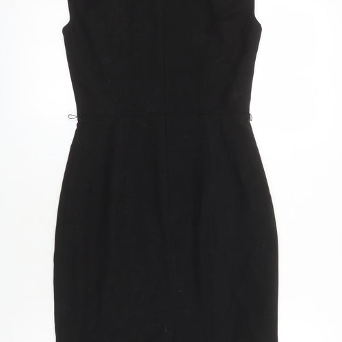 Oasis Womens Black Polyester Pencil Dress Size 8 Round Neck Zip