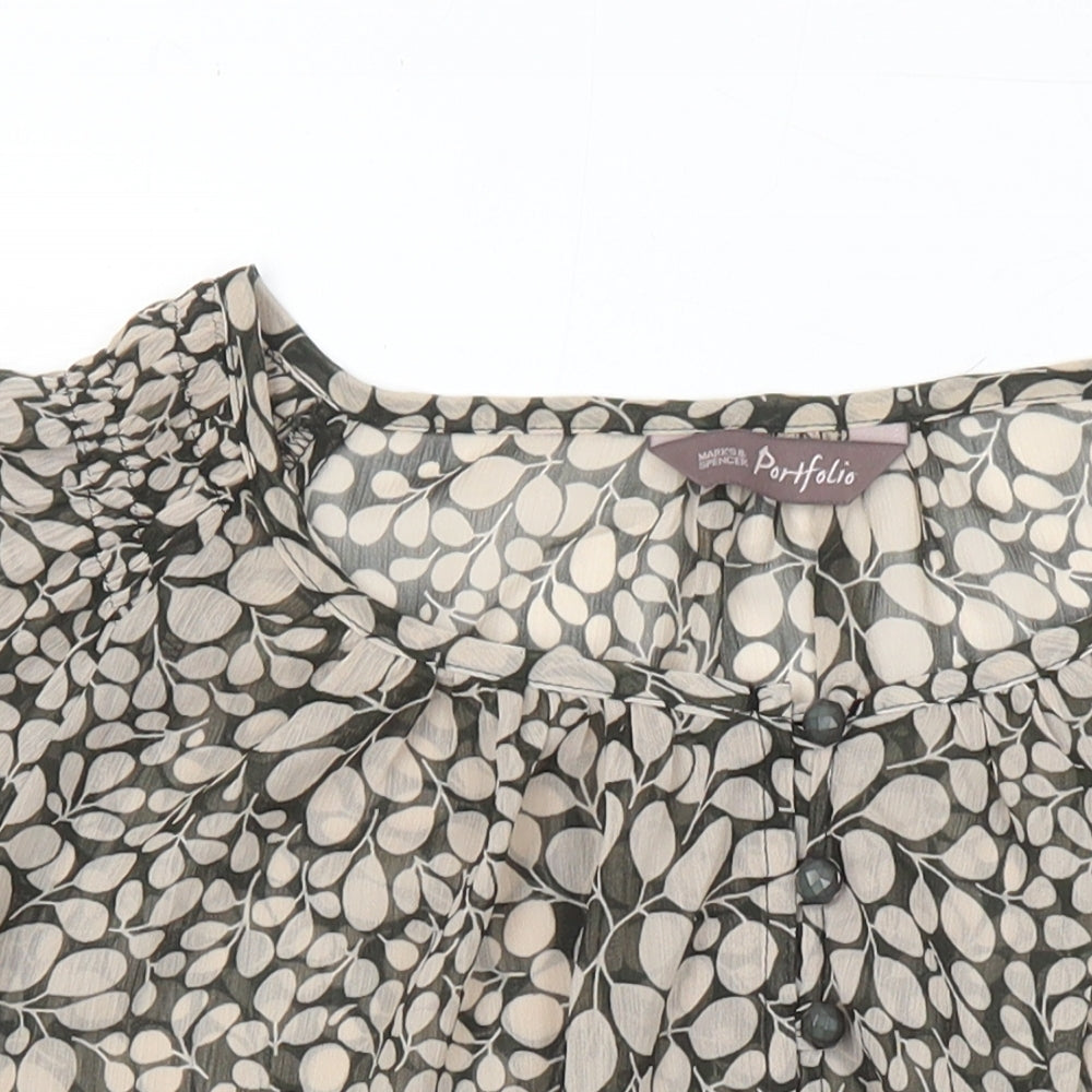 Marks and Spencer Womens Multicoloured Geometric Polyester Tunic Button-Up Size 16 Boat Neck