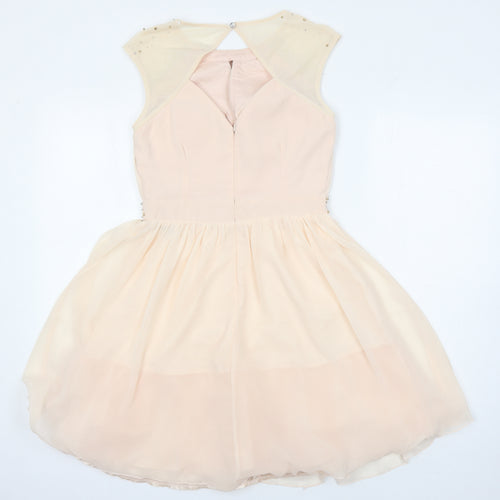 Little mistress Womens Pink Polyester A-Line Size 10 Boat Neck