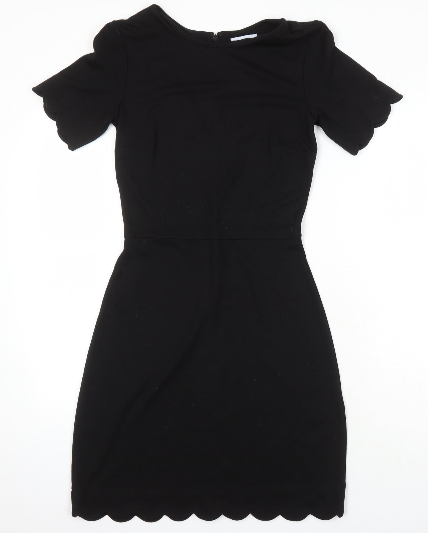 Warehouse Womens Black Trivinyl A-Line Size 6 Round Neck Zip