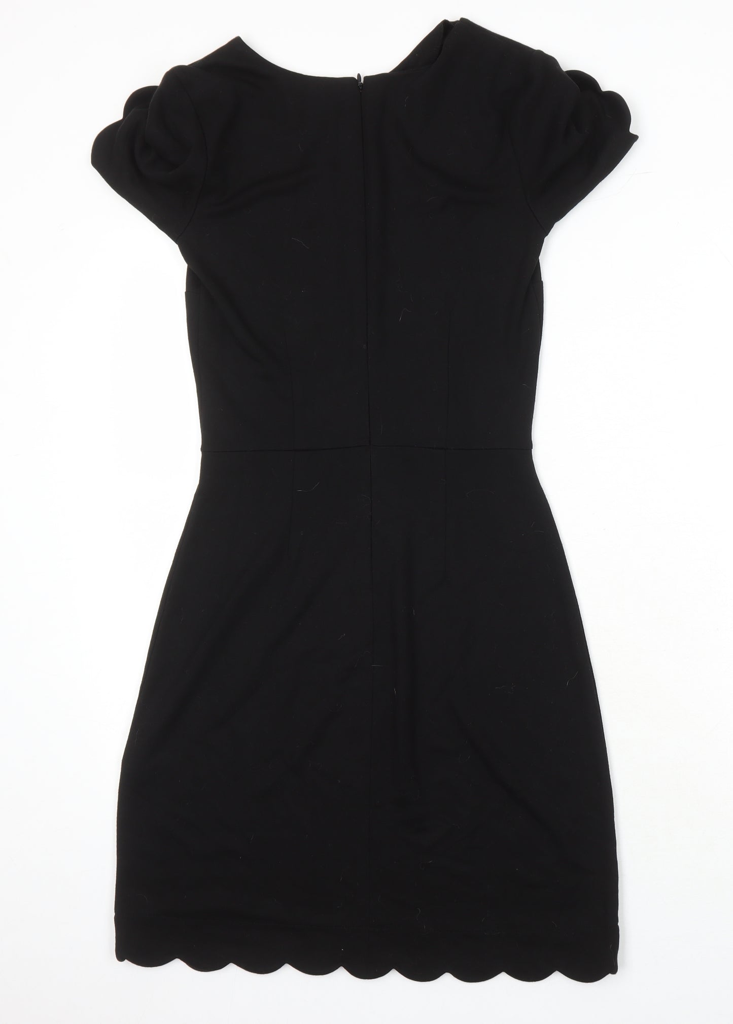 Warehouse Womens Black Trivinyl A-Line Size 6 Round Neck Zip