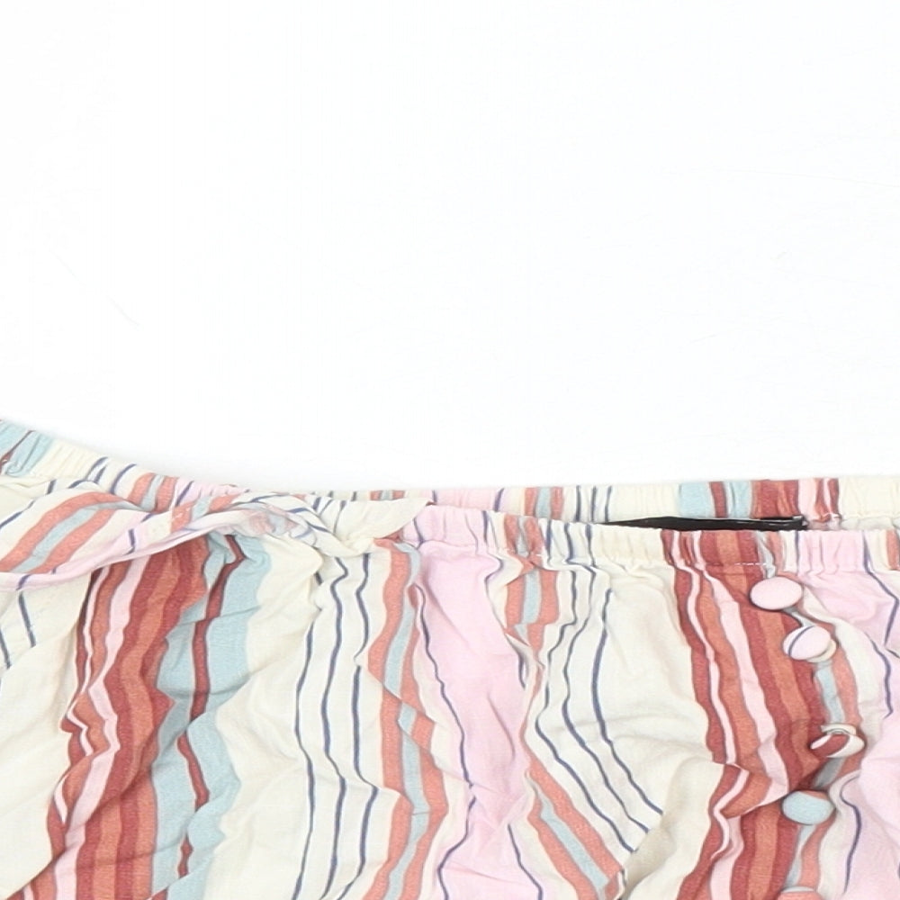 New Look Womens Multicoloured Striped Viscose Cropped Blouse Size 16 Boat Neck