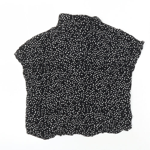H&M Womens Black Polka Dot Viscose Tunic Blouse Size 8 Collared