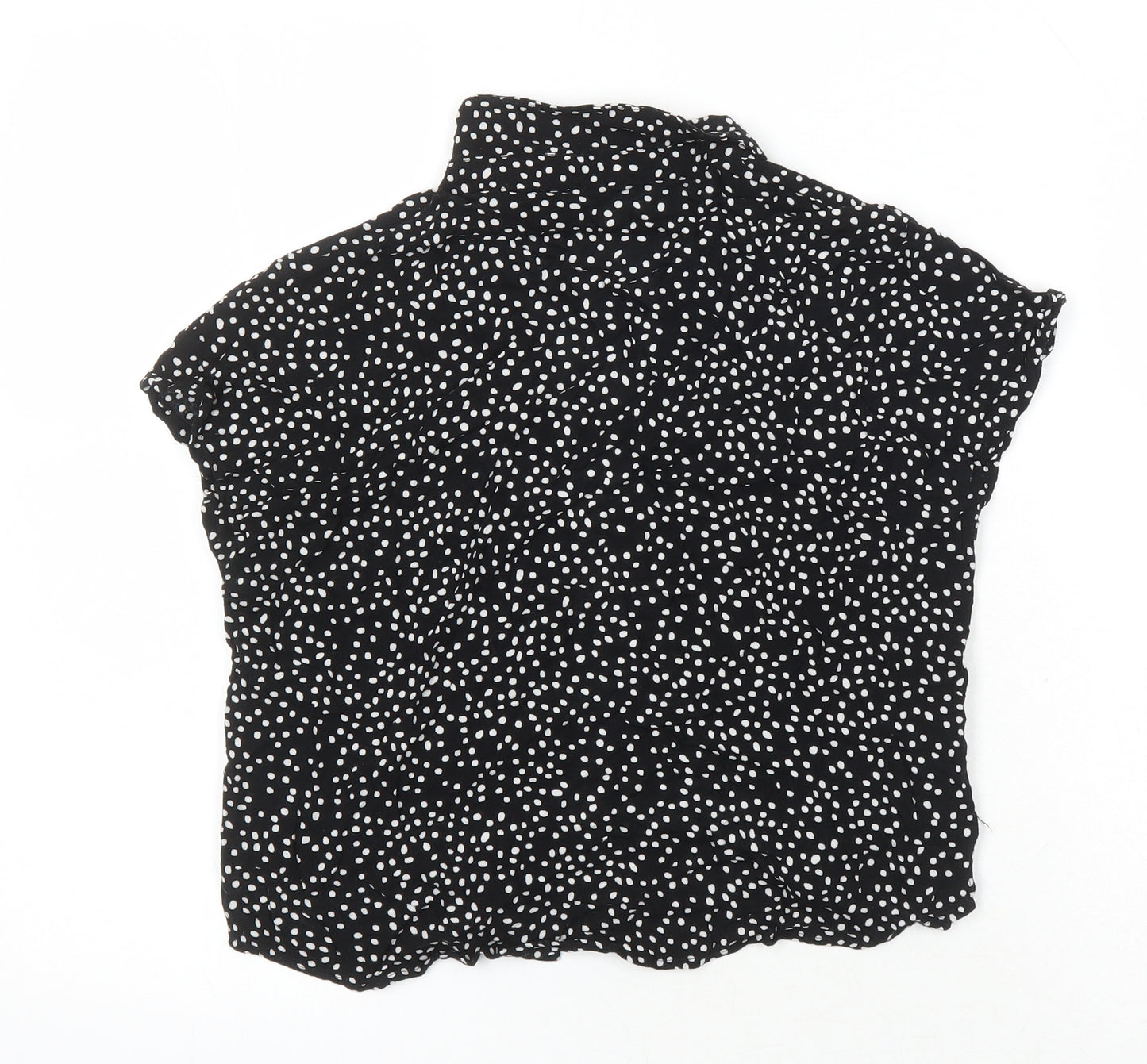H&M Womens Black Polka Dot Viscose Tunic Blouse Size 8 Collared