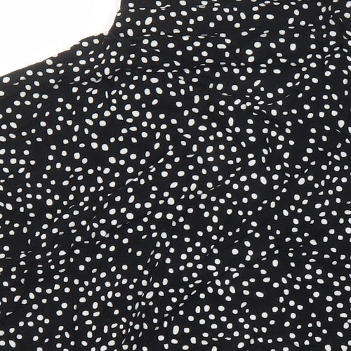 H&M Womens Black Polka Dot Viscose Tunic Blouse Size 8 Collared
