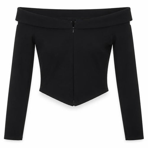 ASOS Womens Black Polyester Cropped T-Shirt Size 10 Boat Neck