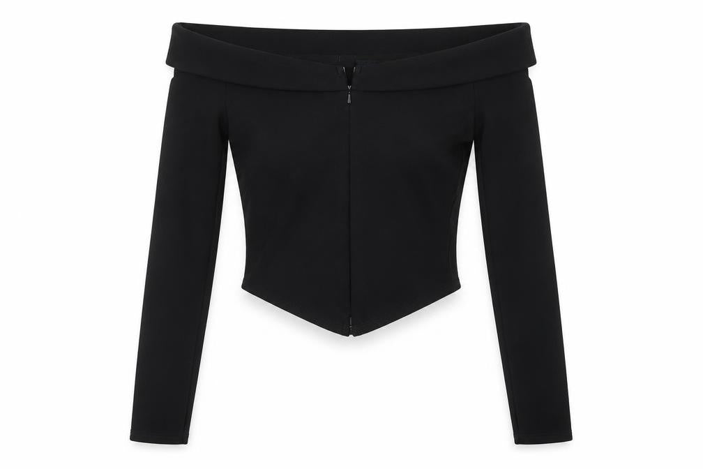 ASOS Womens Black Polyester Cropped T-Shirt Size 10 Boat Neck