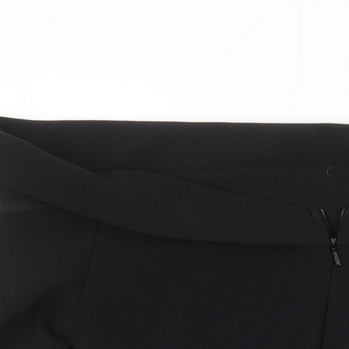 ASOS Womens Black Polyester Cropped T-Shirt Size 10 Boat Neck