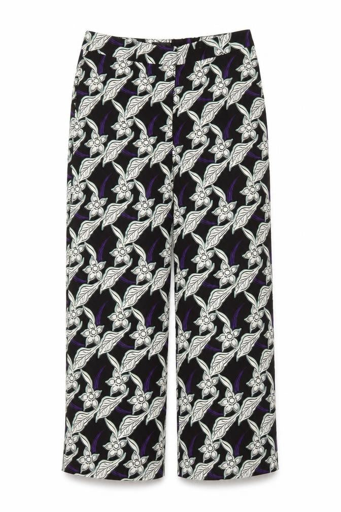 Topshop Womens Multicoloured Floral Polyester Cropped Trousers Size 10 L21 in Regular