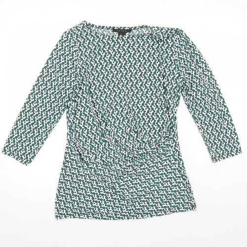 Tahari Womens Multicoloured Geometric Polyester Tunic T-Shirt Size M Boat Neck