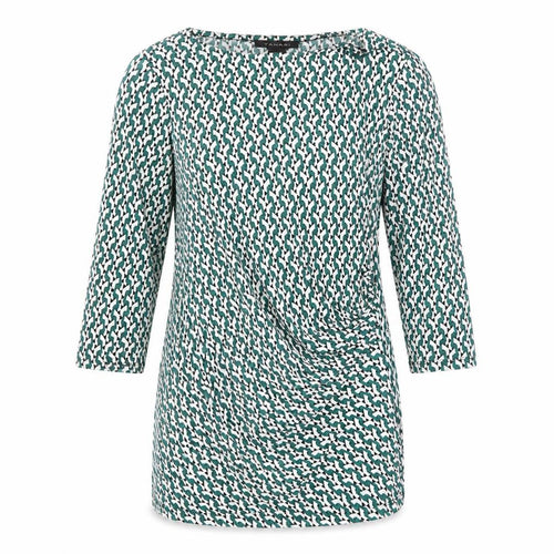 Tahari Womens Multicoloured Geometric Polyester Tunic T-Shirt Size M Boat Neck