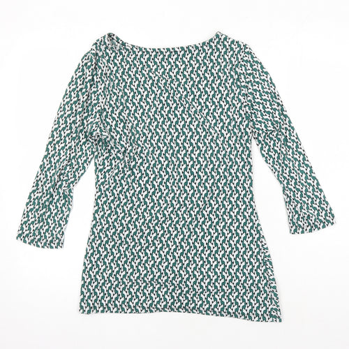 Tahari Womens Multicoloured Geometric Polyester Tunic T-Shirt Size M Boat Neck