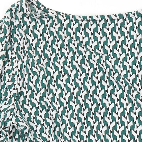 Tahari Womens Multicoloured Geometric Polyester Tunic T-Shirt Size M Boat Neck