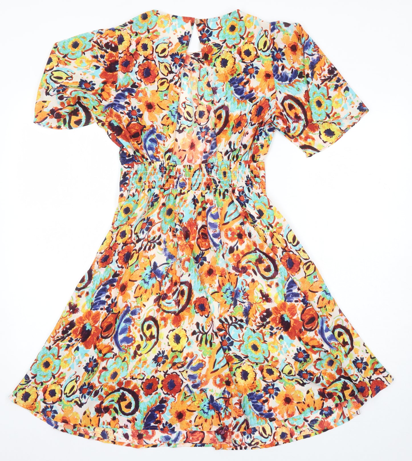 Le astemer Womens Multicoloured Floral Polyester A-Line Size S Roll Neck