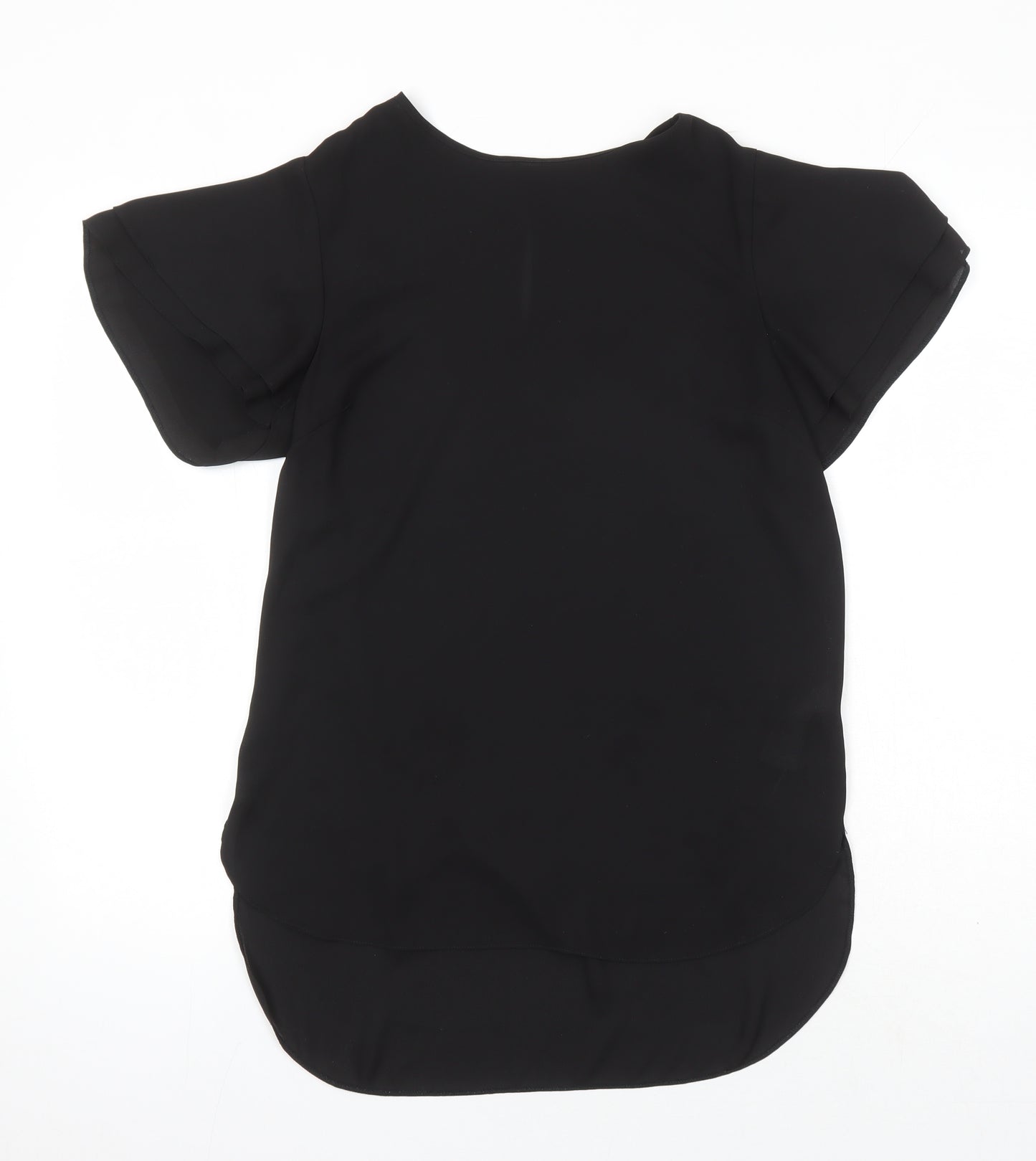 New Look Womens Black Polyester Tunic Blouse Size 8 Round Neck