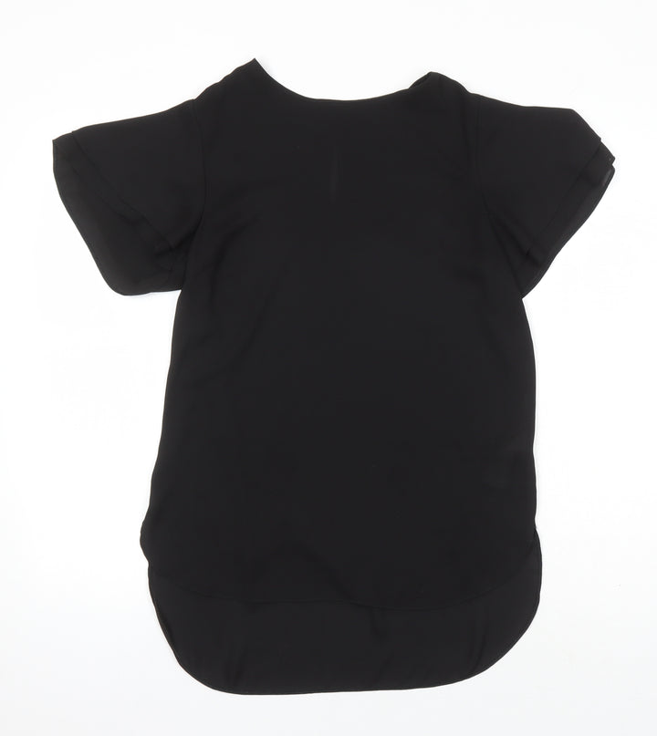 New Look Womens Black Polyester Tunic Blouse Size 8 Round Neck