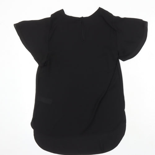 New Look Womens Black Polyester Tunic Blouse Size 8 Round Neck