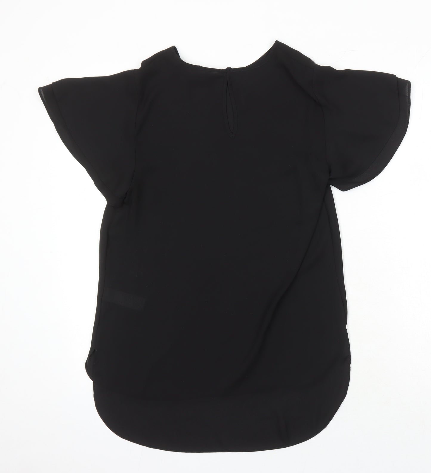 New Look Womens Black Polyester Tunic Blouse Size 8 Round Neck
