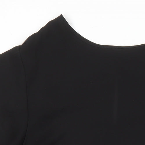 New Look Womens Black Polyester Tunic Blouse Size 8 Round Neck