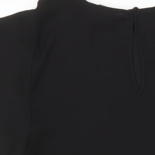 New Look Womens Black Polyester Tunic Blouse Size 8 Round Neck