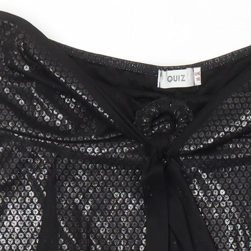 Quiz Womens Black Viscose Tunic Blouse Size 16 Off the Shoulder