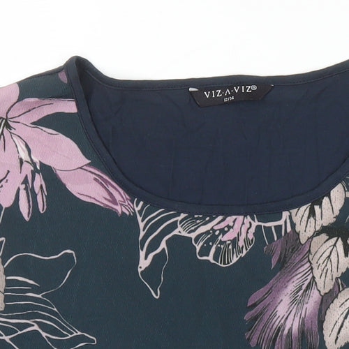 viz a viz Womens Multicoloured Floral Polyester Tunic Blouse Size 12 Round Neck