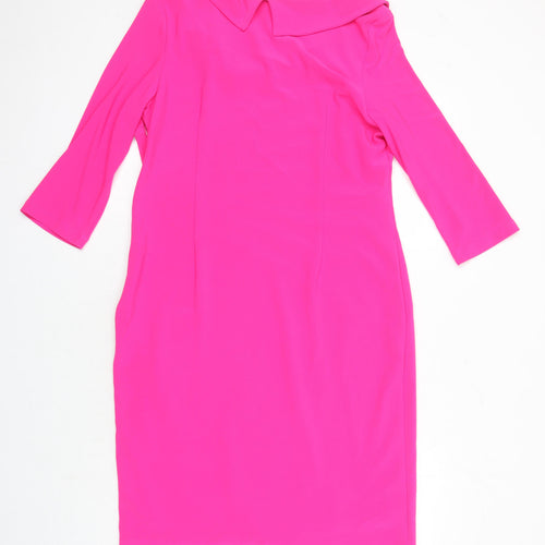 Ribkoff Womens Pink Polyester Pencil Dress Size 16 Boat Neck