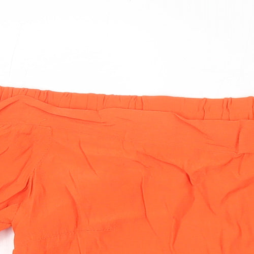 Warehouse Womens Orange Herringbone Viscose Tunic Blouse Size 12 Off the Shoulder