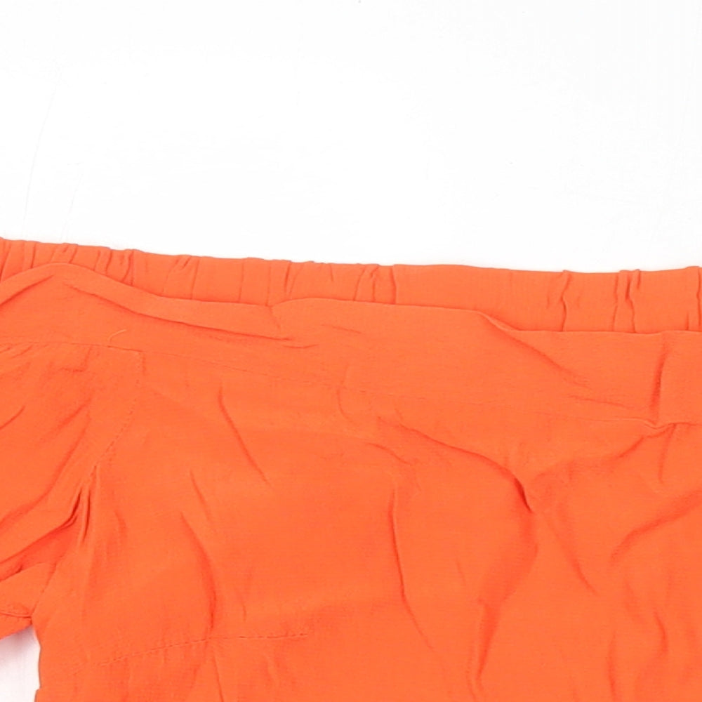 Warehouse Womens Orange Herringbone Viscose Tunic Blouse Size 12 Off the Shoulder
