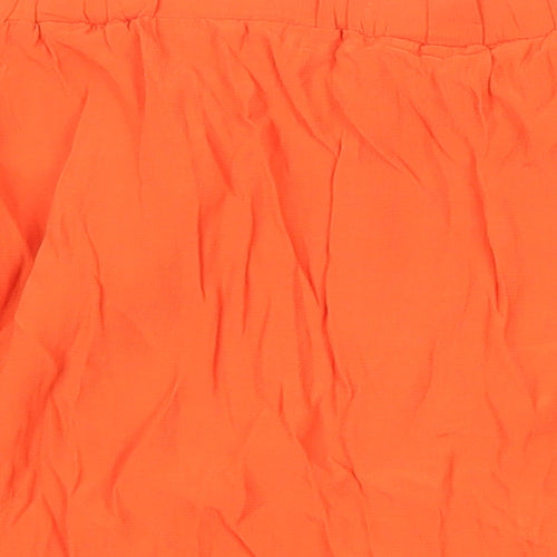 Warehouse Womens Orange Herringbone Viscose Tunic Blouse Size 12 Off the Shoulder