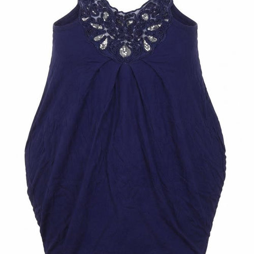 Miss Selfridge Womens Blue Viscose Tunic Blouse Size 5XL Round Neck