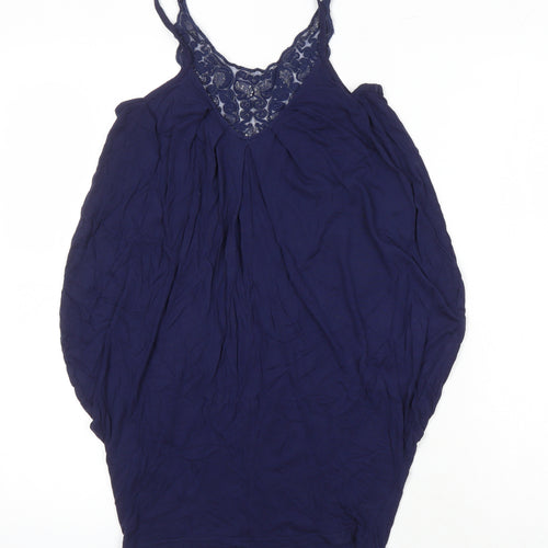 Miss Selfridge Womens Blue Viscose Tunic Blouse Size 5XL Round Neck