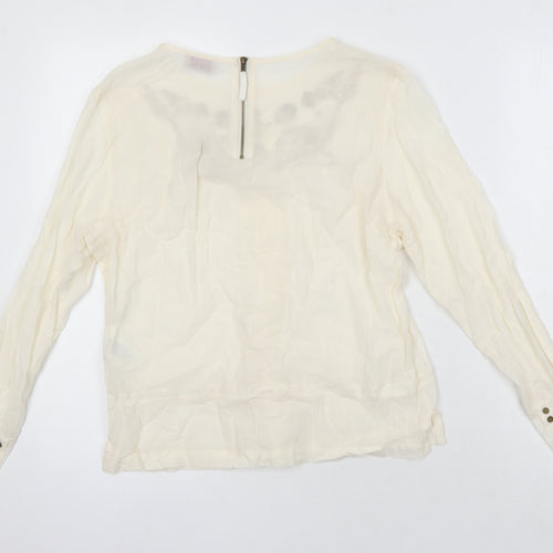 Wrap London Womens Ivory 100% Cotton Tunic Blouse Size 12 Boat Neck - Embroidered Detail