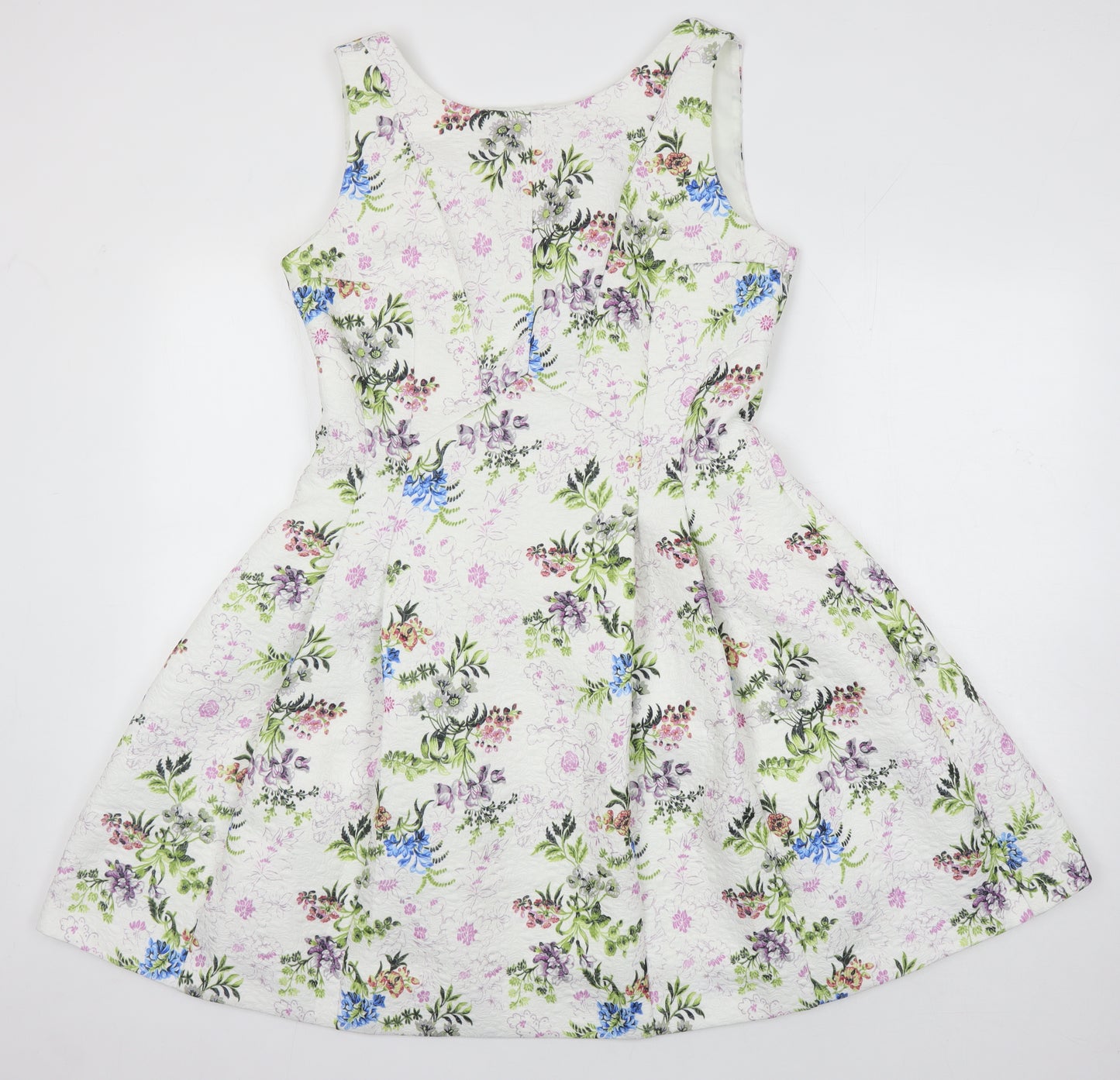 Oasis Womens Multicoloured Floral Polyester A-Line Size 14 Round Neck