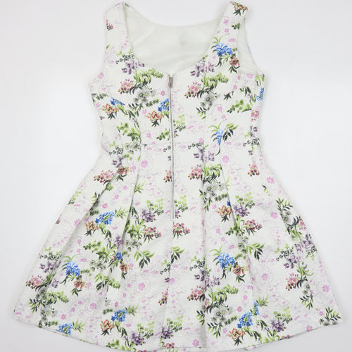 Oasis Womens Multicoloured Floral Polyester A-Line Size 14 Round Neck