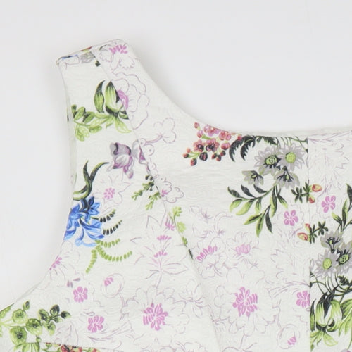 Oasis Womens Multicoloured Floral Polyester A-Line Size 14 Round Neck