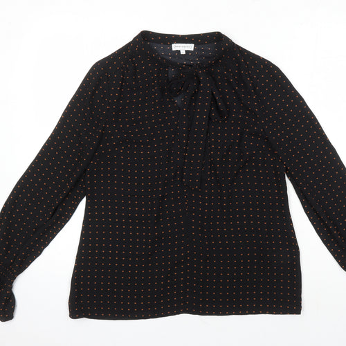 Warehouse Womens Black Geometric Polyester Tunic Blouse Size 10 Round Neck - Hearts
