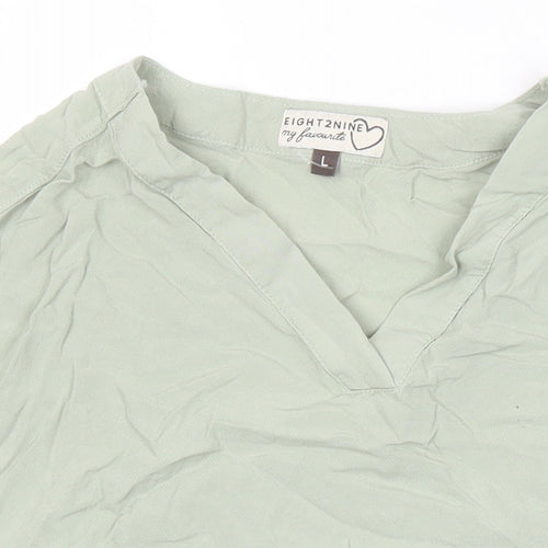 Eight2Nine Womens Gold Viscose Tunic Blouse Size L V-Neck