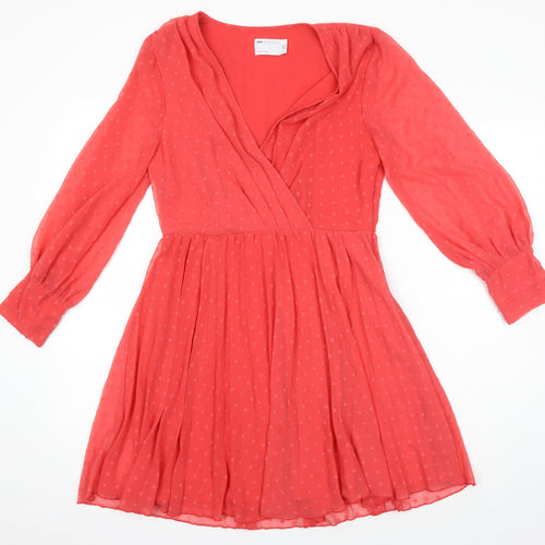 ASOS Womens Purple Polyester A-Line Size 12 V-Neck Zip