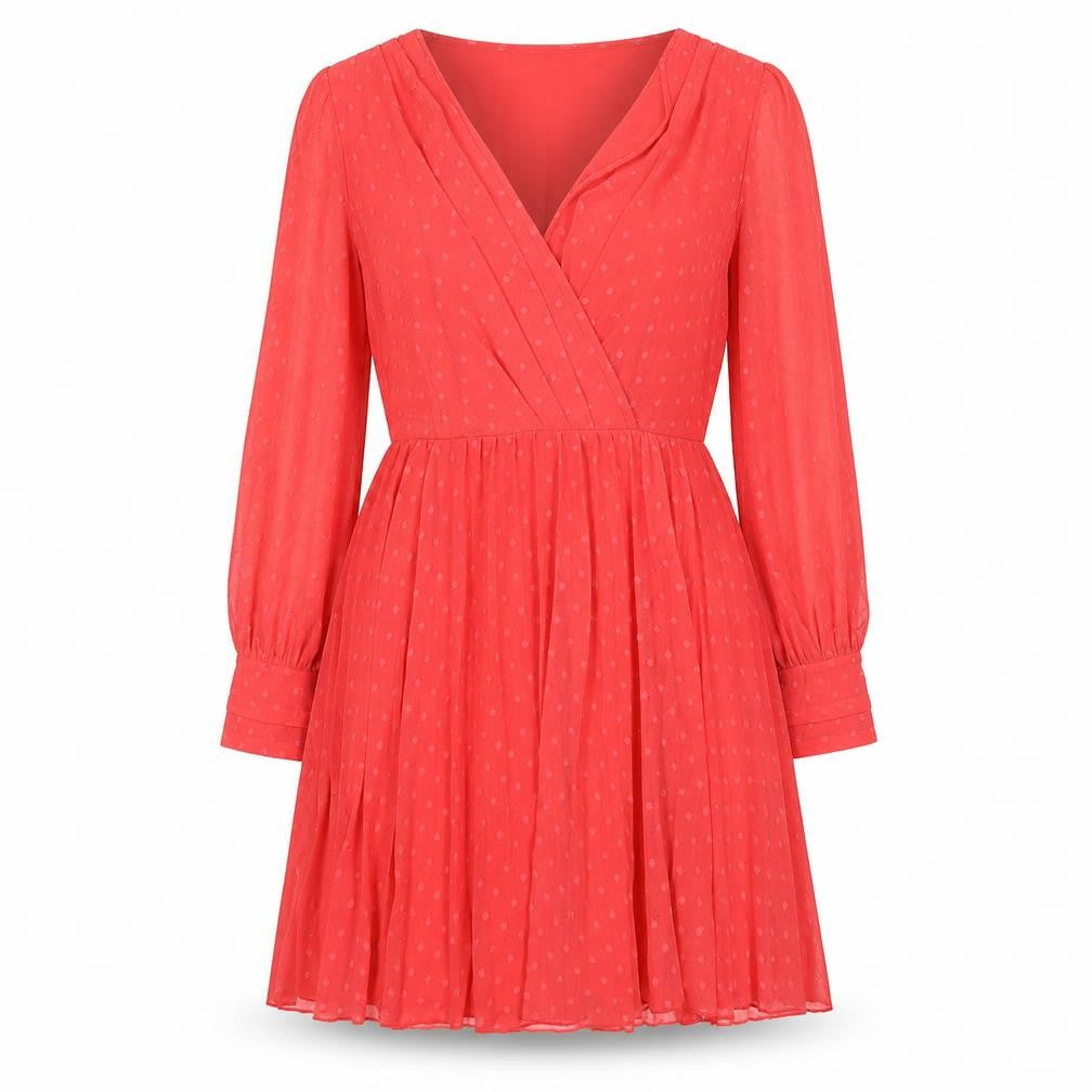 Front view of ASOS women’s purple polyester a-line, size UK 12, v-neck zip